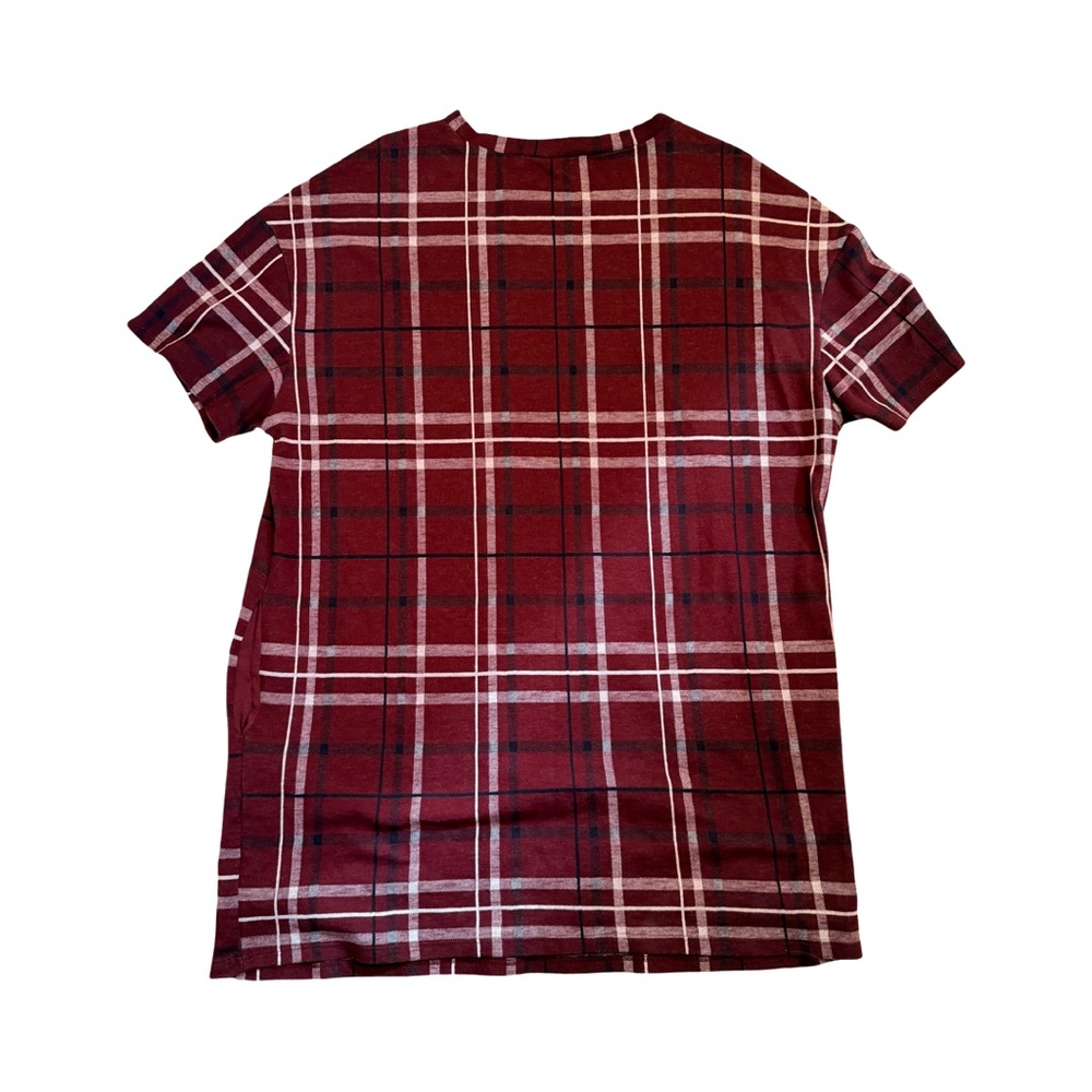 Pull&Bear Burgundy Plaid Short Sleeve Tee - Picture 4 of 4
